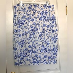 LuLaRoe Cassie Pencil skirt Floral Blue and White 2XL